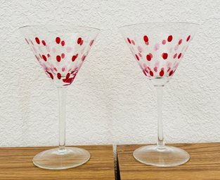 Set Of Two Hand Painted Martini Glasses