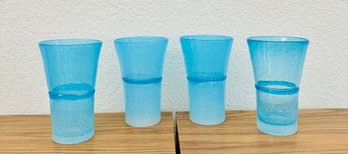 Set Of 4 Sonoma Vivid Blue Hand Blown Glass Drinking Cups