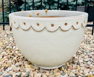 Ceramic Scalloped Edge White Plant Pot
