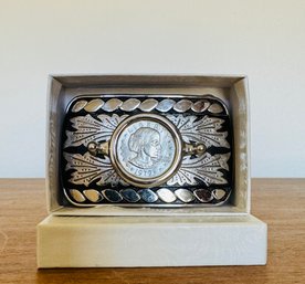 Silver Toned Southwestern Buckle With Susan B. Anthony 1979 Insert
