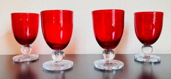 4 PC Lot Of Red Glass Goblets 1 Of 2