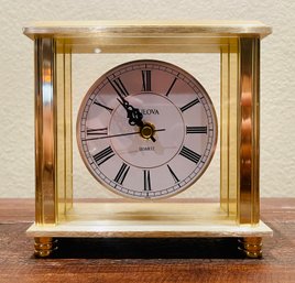 Small Bulova Quartz Gold Tone Table Clock