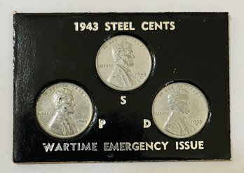 Lot Of 3 United States 1943 Steel Cents Wartime Emergency Issue