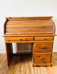 Vintage Accordion Roll-top Wood Desk