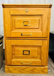 Vintage Wood Two Drawer Filing Cabinet
