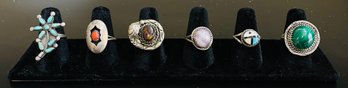 6 Sterling Silver Navajo Rings- Women's