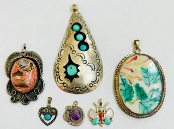 Collection Of Sterling Silver Navajo Pendants