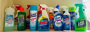 Grouping Of Cleaning Supplies Including Lysol, Windex, Kaboom & More
