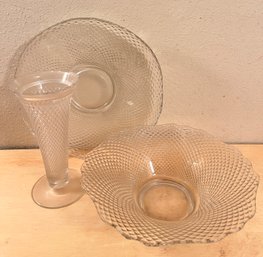 Cambridge Glass Vase, Bowl, And Platter
