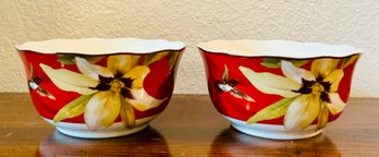 Two 222 Fifth Belize Porcelain Soup Bowls