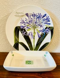 Agapanthus Plate With Vintage Pfaltzgraff Dish