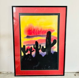 Original Art Desert Landscape With Cactus