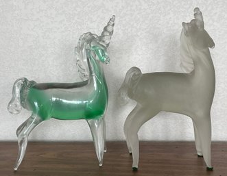 Pair Of Glass Unicorns