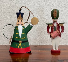 2 PC Lot Of Toy Soldiers Christmas Ornaments Including Department 56