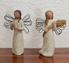 Pair Of Willow Tree Angels Figurines Including Angel Of Warmth & Angel Of Autumn