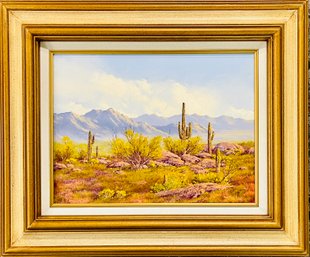 John Loo Desert Scene Oil On Canvas Original