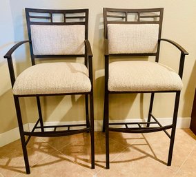 Pair Of Brown & Cream Colored High Chairs