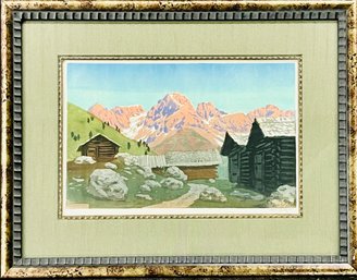 Karl Pferschy 'in The Mountains' Woodcut
