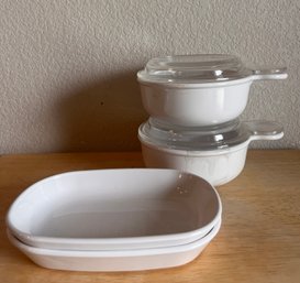 Corningware Sidekick Serving Dishes - Two (2) Platters And Two (2) Covered Bowls - Oven And Microwave Safe