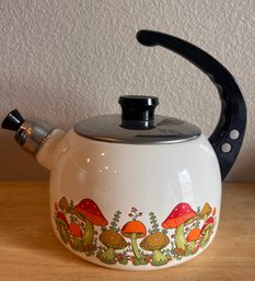 Metal Enamel Teapot With Mushroom Pattern