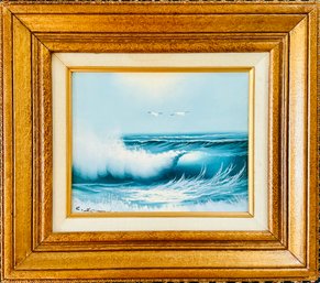 Signed Framed Oceans Painting On Canvas