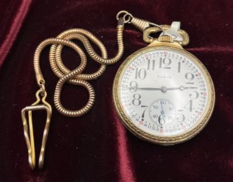 Elgin Model 15/478 B.W. Raymond Pocket Watch With Illinois Watchcase 10K Gold Filled Case And Fob