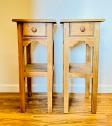 Pair Of 2 Wood Pedestal Tables