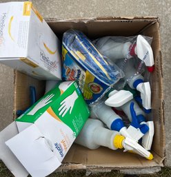Various Cleaning Supplies - Gloves, Spray Bottles, And MORE