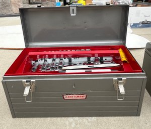 LOADED Craftsmen Metal Tool Box With Removable Tray, Includes Several Styles Of Wenches, Levels, And MORE!