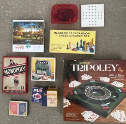 Vintage Board And Card Games And Puzzels - Monopoly, Chess, Checkers, And MORE