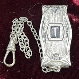 Monogrammed Watch Fob - Silver Plate