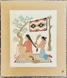 1/2 Harrison Begay Navajo Woman Brushing Hair Silk Screen Print