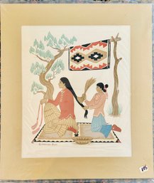 2/2 Harrison Begay Navajo Woman Brushing Hair Silk Screen Print