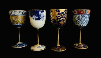 4 Porcelain And Metal Japanese Wedding Cups