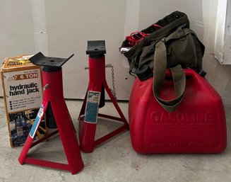 Fix Your Car At Home! 2 Jack Stands And Hydraulic Jack, Gas Can, And More!