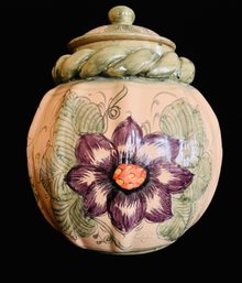 Hand Painted Decorative Lidded Jar- Made In Mexico