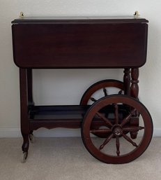 Wooden Tea Cart Trolley With Folding Top