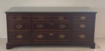 Chippendale Style Solid Wood 10 Drawer Dresser With Glass Top