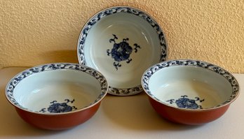 Trio Of Vintage Chinoisere Fitz And Floyd Bowls
