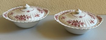Pair Of Vintage Johnson Brothers Bowls W/ Lids