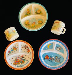 Vintage Melamine Childrens Plates And Cups Including Winnie The Pooh