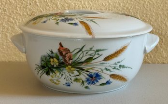 Vintage Pillivuyt Porcelain Casserole Dish W/ Lid