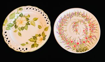 Pair Of Hand Painted Floral Plates