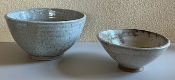 Pair Of Hand Crafted Pottery Bowls Signed By Potter