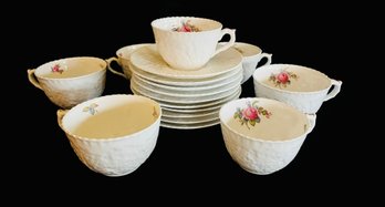 Spode's  Bridal Rose Cups And Saucers- Incomplete