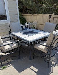 Metal Patio Table Including 4 Hampton Bay Cushioned Patio Chairs