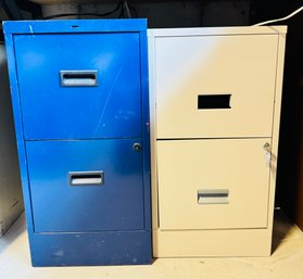Two Under Desk Metal Filing Cabinets.