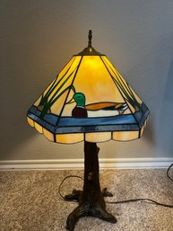 Stained Glass Lamp With Mallard Motif