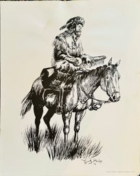 Rusty Phelps Cowboy Sketch Style Print