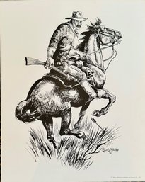 Rusty Phelps Cowboy Rifle Sketch Style Print